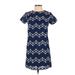 Jun & Ivy Casual Dress - Shift Crew Neck Short sleeves: Blue Dresses - Women's Size 2X-Small