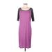 Lularoe Casual Dress - Sheath Scoop Neck Short sleeves: Purple Color Block Dresses - Women's Size Medium