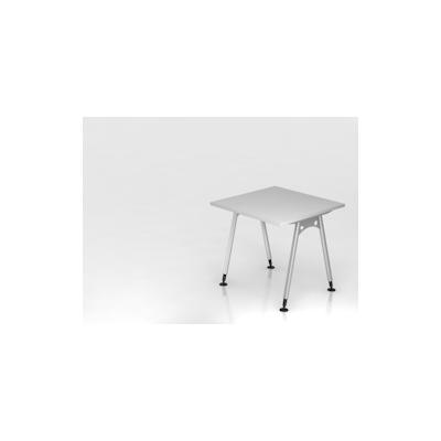 PROREGAL Schreibtisch Keijo | Grau | BxT 80x80cm | Höhe 68-76cm | stufenlos höhenverstellbar | A-förmiges Rundrohrgestell Silber | Bürotisch Image
