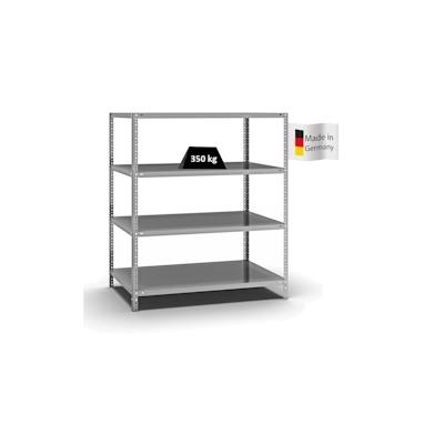 PROREGAL Fachbodenregal Schraubsystem | Grundregal | HxBxT 150x130x80cm | 4 Ebenen | Fachlast 350 kg | Beidseitig nutzbar | Verzinkt Image