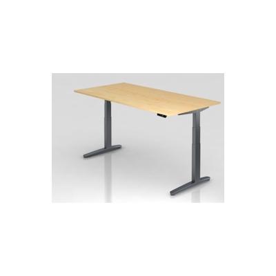 PROREGAL Sitz-Steh-Schreibtisch Pekka | Ahorn | Graues GestellBxT 200x100cm | Höhe 65-130cm | elektrisch stufenlos höhenverstellbar | C-Fuß Gestell Image