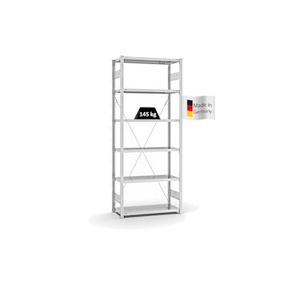 PROREGAL Fachbodenregal Stecksystem | Grundregal | HxBxT 250x100x40cm | 6 Ebenen | Fachlast 145 kg | Einseitig nutzbar | Lichtgrau Image