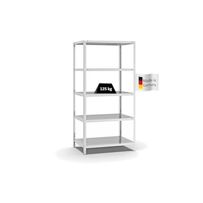 PROREGAL Fachbodenregal Schraubsystem | Grundregal | HxBxT 200x100x60cm | 5 Ebenen | Fachlast 125 kg | Beidseitig nutzbar | Lichtgrau Image