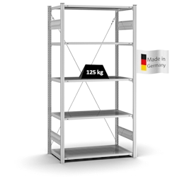 PROREGAL Profi-Lagerregal Stecksystem | Grundregal/Grundfeld | HxBxT 200x100x50cm | Fachlast 125kg | Verzinkt Image