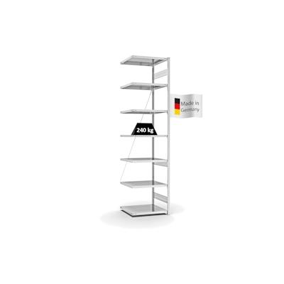 PROREGAL Fachbodenregal Stecksystem | Anbauregal | HxBxT 300x75x60cm | 7 Ebenen | Fachlast 240 kg | Einseitig nutzbar | Lichtgrau Image
