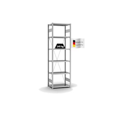 PROREGAL Fachbodenregal Stecksystem | Grundregal | HxBxT 250x75x40cm | 6 Ebenen | Fachlast 145 kg | Einseitig nutzbar | Verzinkt Image