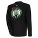 Men's Antigua Black Boston Celtics Flier Bunker Pullover Sweatshirt