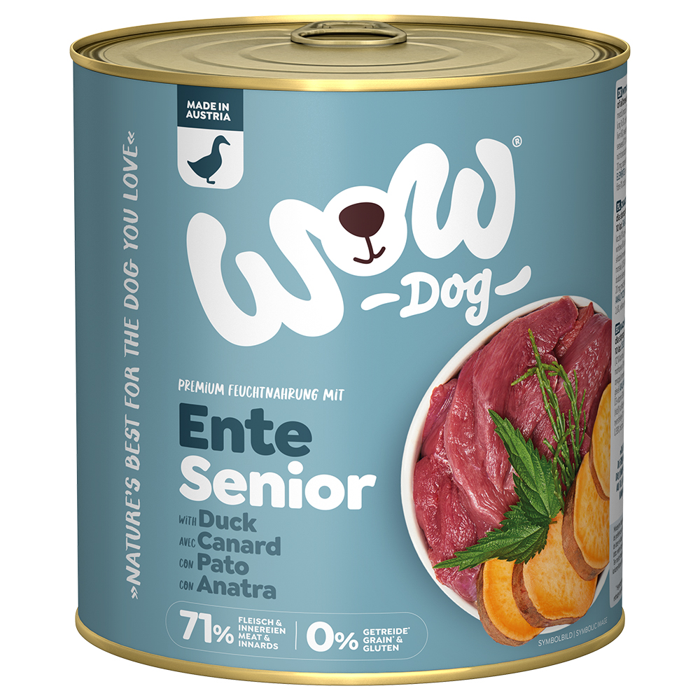 6x 800g WOW Senior Ente Hundefutter nass