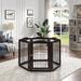 Tucker Murphy Pet™ Weon Wood Free Standing Pet Gate w/ Two Pairs of Support Feet & a Door Wood (a more stylish option) in Black/Brown | Wayfair