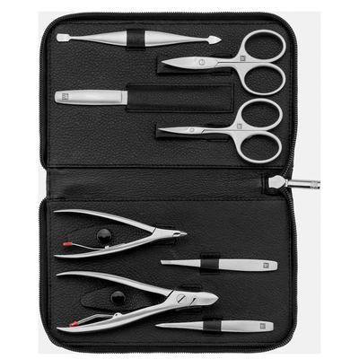 ZWILLING - Twinox Reißverschluss-Etui, Rindleder, black, 8-tlg. Hand- & Nagelpflegesets