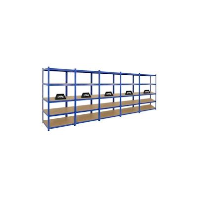 PROREGAL Mega Deal | 5x Schwerlastregal TAURUS | HxBxT 180x90x60 cm | Fachlast 175kg | Blau | Stecksystem Lagerregal Regalsystem 5 Stk. Image