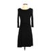 Ann Taylor Casual Dress - Midi: Black Solid Dresses - Women's Size 4 Petite