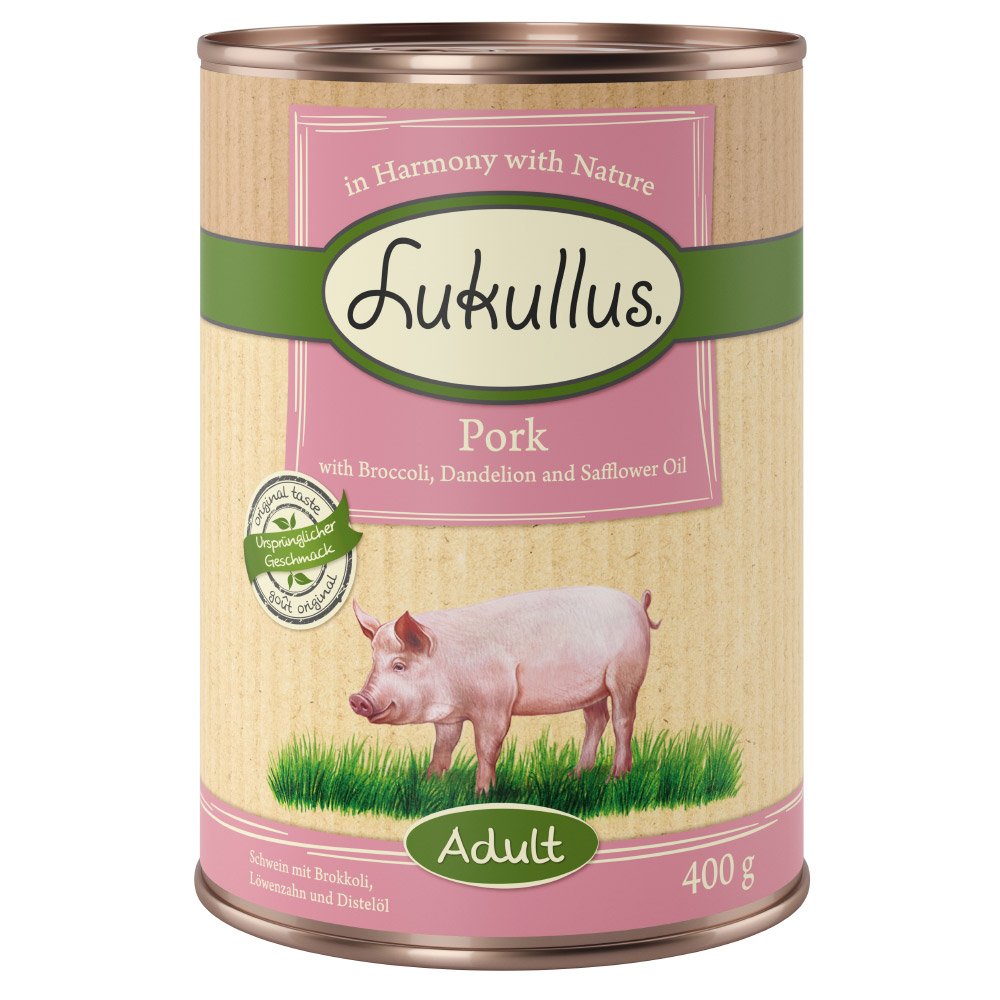 Lukullus 24 x 400 g Alimento umido per cani - Adult Maiale senza cereali