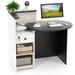 Costway Front Reception Office Desk with Open Shelf and Lockable Drawer-Black & White