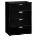 HON 600 Series 4-Drawer Lateral Filing Cabinet in Black | 52.5 H x 42 W x 18 D in | Wayfair H694.L.P
