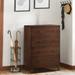 4 Drawer Wooden Chest with Knob Handles and Tapered Legs, Brown