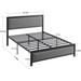 Metal Bed Frame with Linen Upholstered Nailhead Headboard, Platform Bed with 12.6" Under Bed Storage, No Box Spring Needed