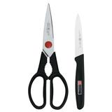 ZWILLING J.A. Henckels Zwilling Twin L 2-piece Kitchen Shears & Paring Knife Set Stainless Steel in Black/Gray | Wayfair 41372-001