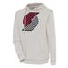 Men's Antigua Oatmeal Portland Trail Blazers Axe Bunker Tri-Blend Pullover Hoodie