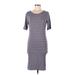 Lularoe Casual Dress - Bodycon Scoop Neck Short sleeves: Gray Print Dresses - Women's Size Medium