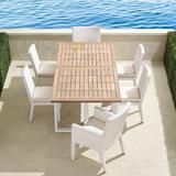 Pierce 7-pc. Expandable Teak Dining Set in White Finish - Indigo with Canvas Piping - Frontgate