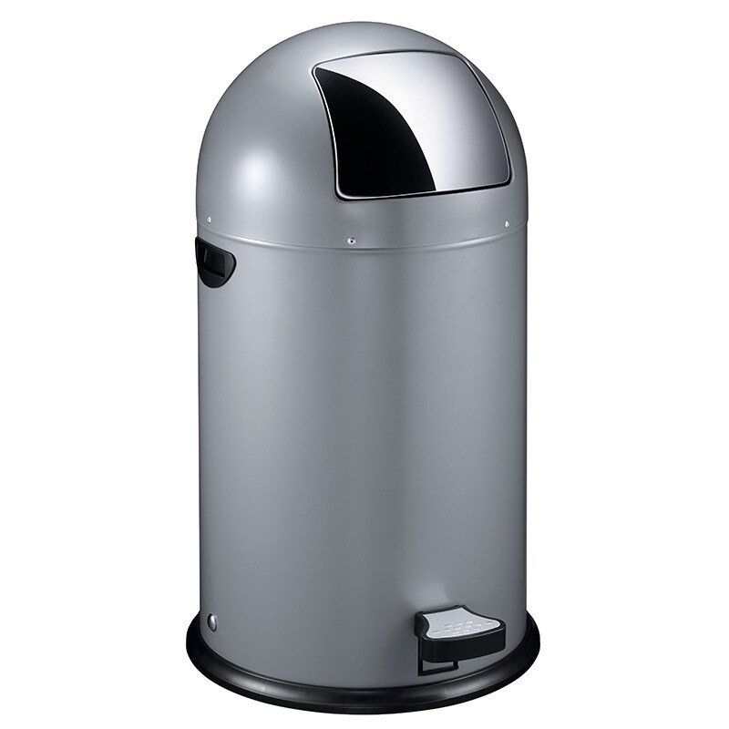 PROREGAL Stilvoller eleganter Abfalleimer mit starkem Fußpedal und verzinktem Inneneimer | 33 Liter, HxØ 70x35cm | Grau Image