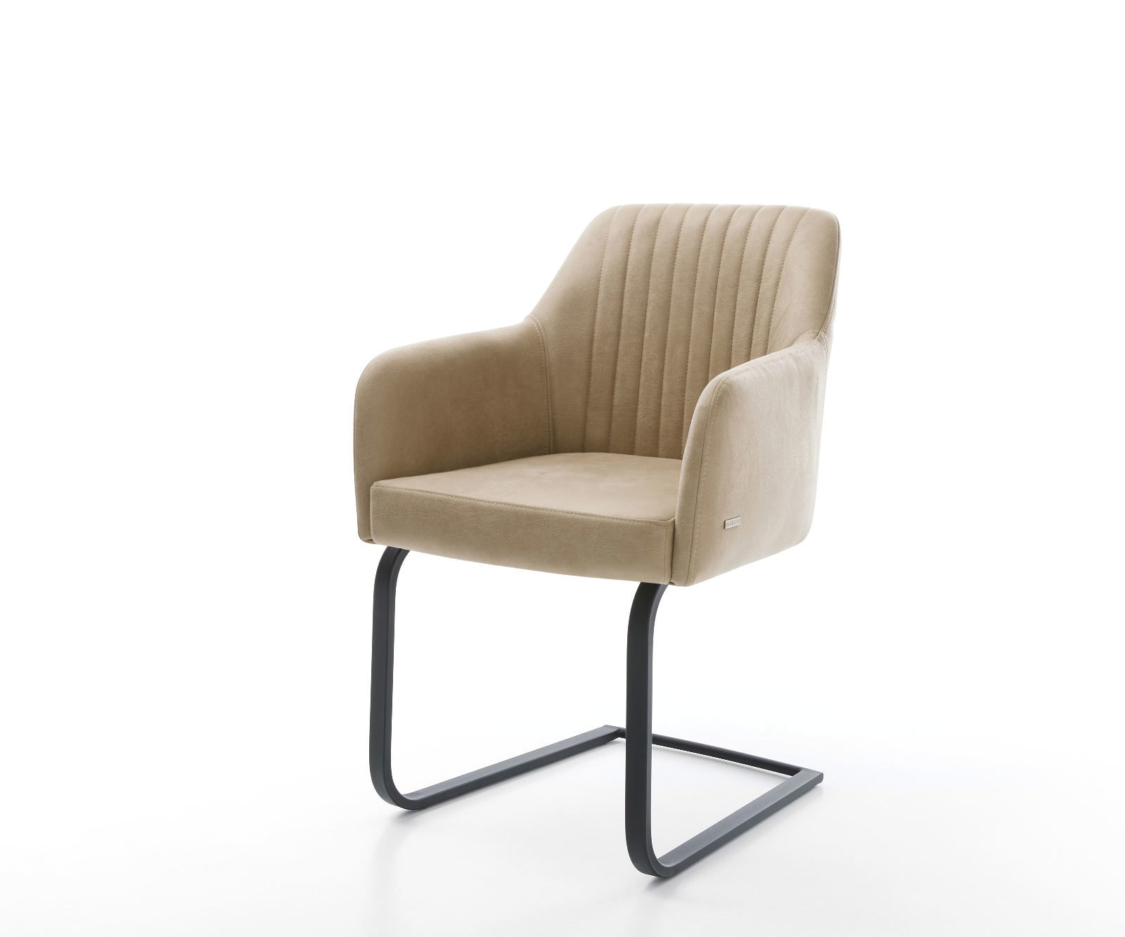 DELIFE Freischwinger Greg-Flex Mikrofaser Beige Vintage Freischwinger flach Schwarz Taschenfederkern, Esszimmerstühle Image