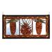Meyda Lighting Rustic Lodge Northwoods Pinecone Stained Glass Window in Blue/Brown | 18 H x 36 W x 20 D in | Wayfair 81470