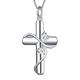 Double Heart Cross Necklace Sterling Silver Cubic Zirconia Faith Hope Love Cross Pendant Necklace Easter Gifts,Box Chain 18"