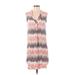 APRICOT Casual Dress - Sheath V Neck Sleeveless: Pink Print Dresses - Women's Size 8