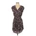 DR2 Casual Dress - Mini V Neck Short sleeves: Burgundy Dresses - Women's Size 2