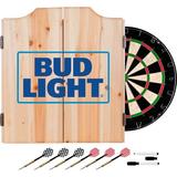 Trademark Global Bud Light Dartboard & Cabinet Set, Wood in Brown | 22 H x 25 W x 3 D in | Wayfair AB7000-BL