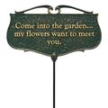 Whitehall Products Flora & Fauna Come into the Garden Poem Garden Sign Metal | 8 H x 14 W in | Wayfair 10043