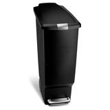 simplehuman 40 Liter/10.6 Gallon Slim Kitchen Step Trash Can w/ Secure Slide Lock, Plastic Plastic in Black | 24.9 H x 10.1 W x 18.6 D in | Wayfair