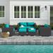 Modway Convene 5 Piece Outdoor Patio Sofa Set Metal/Rust - Resistant Metal in Green | 25.5 H x 130.5 W x 68.5 D in | Wayfair EEI-2158-EXP-BEI-SET