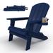 Dovecove Kaya Plastic/Resin Oversized Foldable Adirondack Chair w/ Cup-holder Plastic/Resin in Blue | 37 H x 31.5 W x 34.5 D in | Wayfair