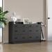 Ebern Designs Newnum 6 Drawer 52" W Double Dresser Wood in Black | 33.1 H x 52 W x 15.7 D in | Wayfair 62FF855B108C420D9282BD20C353BD56