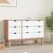 George Oliver VidaXL Cabinet Dresser Drawer Chest Cabinet w/ Drawers OTTA Solid Wood Pine Wood in White/Brown | 28.9 H x 43.7 W x 16.9 D in | Wayfair