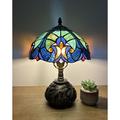 Fleur De Lis Living Simonetti Tiffany Table Stained Glass Liaison Lamp Included LED Bulb 14"H x 10"W Resin/Glass in Green/Blue/Yellow | Wayfair