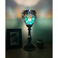 Fleur De Lis Living Simonetti Tiffany Mini Torch Table Lamp Stained Glass Liaison Lamp Included LED Bulb 15" H Glass/Metal in Green | Wayfair