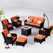 Lark Manor™ Tommy 7 - Person Seating Group w/ Cushions in Orange/Brown | 33.85 H x 72.83 W x 34.64 D in | Outdoor Furniture | Wayfair