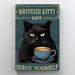 Trinx Whatever Kitty Cafe - 1 Piece Rectangle Graphic Ar Whatever Kitty Cafe - 1 Piece Rectangle Graphic Art Print On Wrapped Canvas | Wayfair