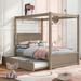 yzhang27 Dubbo Wood Canopy Bed w/ Trundle Bed Full Size Canopy Platform Bed w/ Support Slats Wood in Brown/Gray | 71 H x 80 W x 57 D in | Wayfair