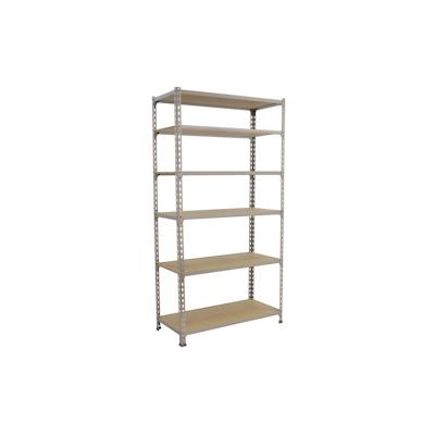 SimonRack Metall-Steckregal Simonclick plus Maderclick 6 Fachböden mit 150 kg pro Ebene in VERZINKT/HOLZ Farbe 2500x900x500 mm (Höhe x Länge x Breite) Image