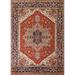 Orange Geometric Heriz Serapi Area Rug Handmade Oriental Wool Carpet - 9'0"x 11'8"