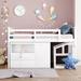 Twin Size Study Loft Bed with Storable Steps and Portable Desk, Solid Wood Slats Support, Kids' Bedroom Furniture