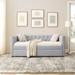 Daybed with Trundle Upholstered Tufted Sofa Bed, with Button and Copper Nail on Square Arms, both Twin Size, Grey