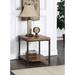 Industrial Style Wooden End Table with Metal Frame, 2 Tier Side Table Storage, Vase Display Table, Living Room, Office