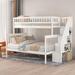 Twin over Full House Bunk Bed with Built-in Ladder, Solid Wood Slat Support, and Safety Rail