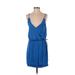 Zara Casual Dress - Mini Plunge Sleeveless: Blue Print Dresses - Women's Size X-Small